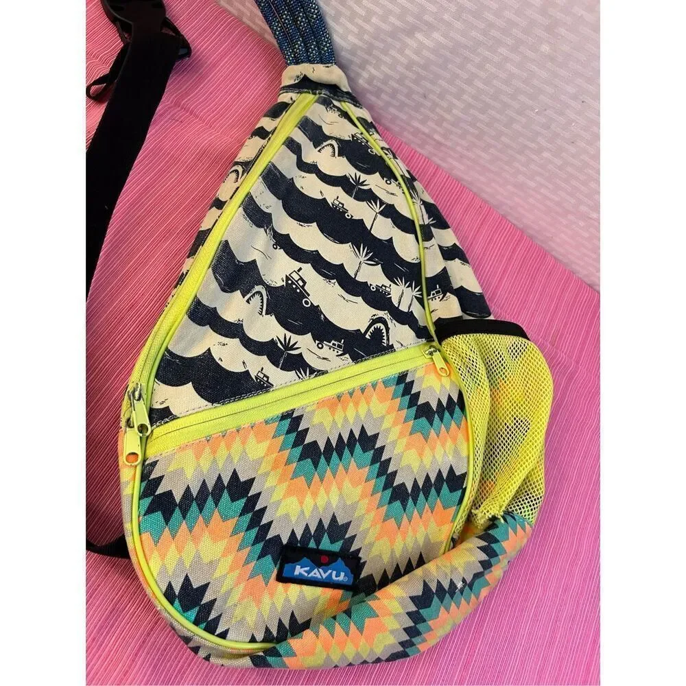Kavu bag nautical neon colors‎ big rope 18x13 crossbody